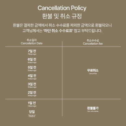 환불 및 취소 규정표 팝업